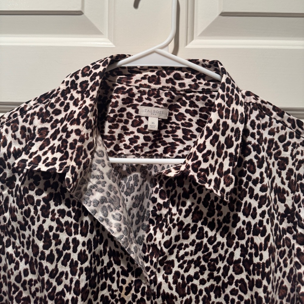 Talbots Animal Print Button Down Top - Picture 4 of 8
